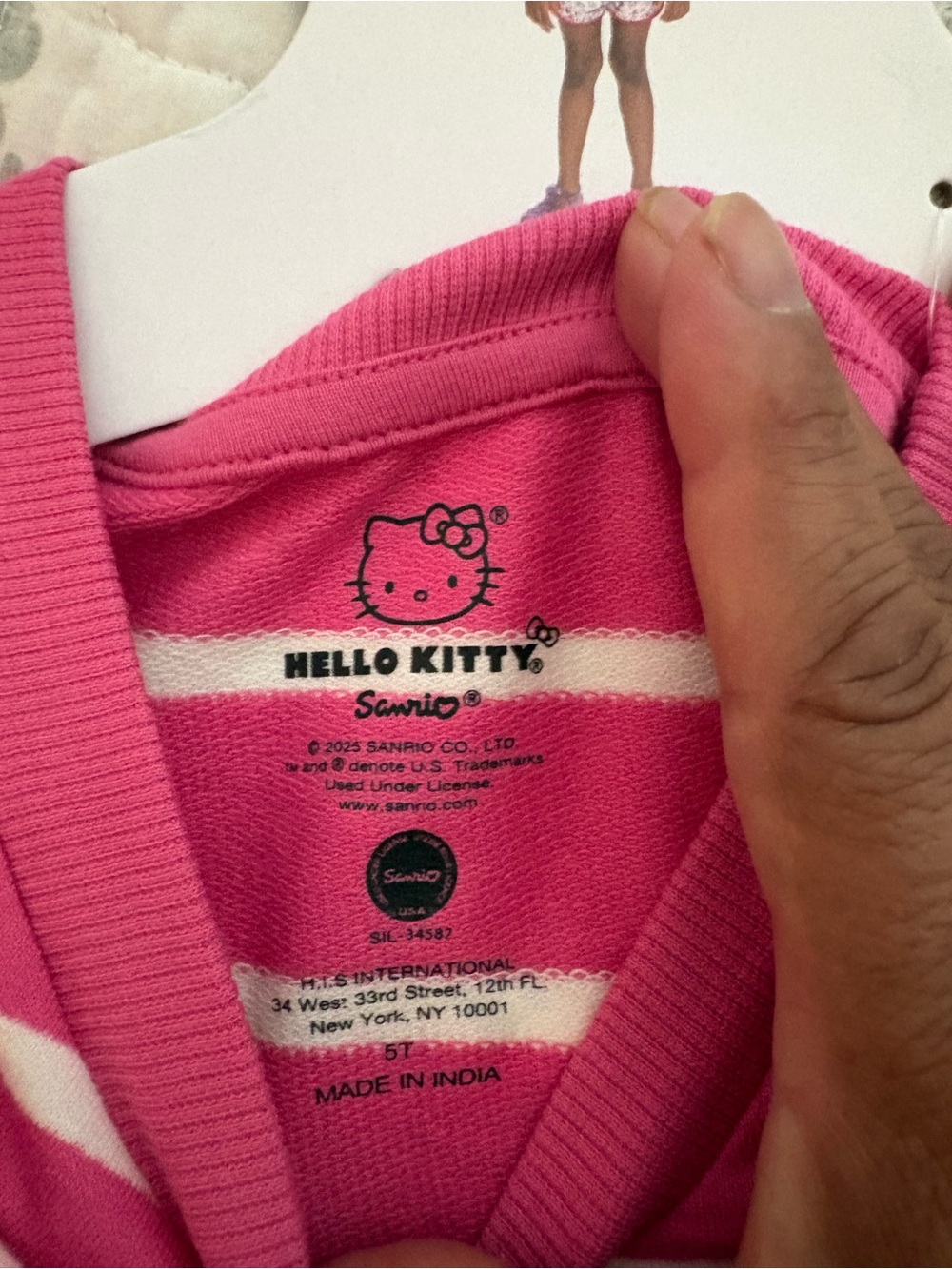 Hello Kitty Toddler Girls Sweatshirt and
Short Set Size 5T Pink Striped NWT - Picture 3 of 13